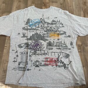 Disney‎ Parks Shirt Park Maps Men 2XL Gray Tee Short Sleeve Authentic Original